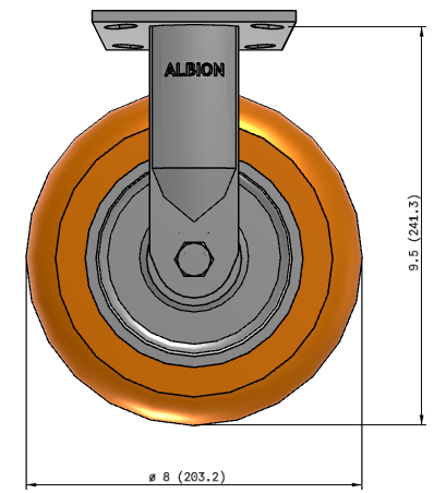 8" CG-Max Rigid Castor Dimensions