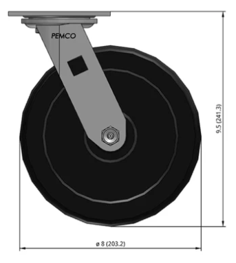 8" Phenolic Swivel Castor Dimensions