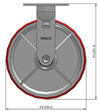 Heavy-duty polyurethane on iron caster wheel with 1250 lb capacity, designed for industrial applications by TACT Industrial Products.