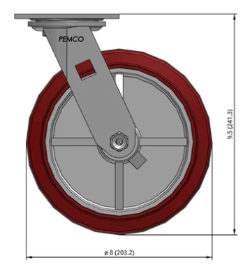 Swivel caster with polyurethane wheel from TACT Industrial, stainless steel construction, 800lb capacity for food-grade washdown applications