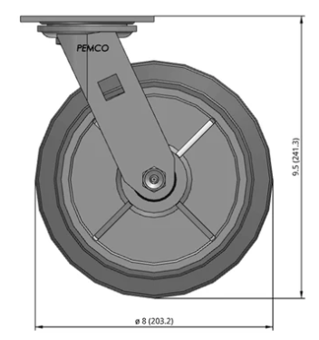 Medium duty TPR caster with soft rubber non-marking wheels from TACT Industrial Products, swivel design for smooth mobility.