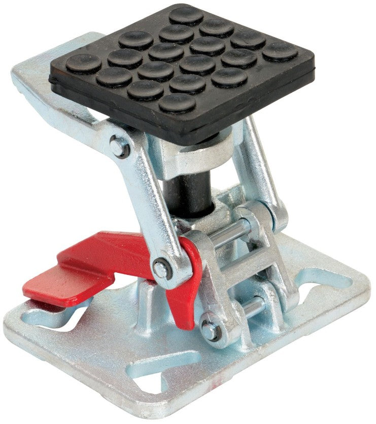 Adjustable height floor lock by Vestil with a sturdy metal base and adjustable mechanism for securing equipment or machinery.