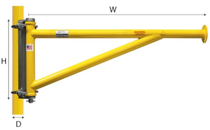 OZ Lifting Products builder's hoist mounting arms for secure and adjustable hoist installation on construction sites.