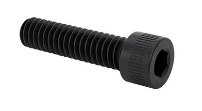 Black oxide alloy and stainless steel socket head cap screw, 1/4"-20 x 1 inch, with threaded shank and hex socket for industrial use.