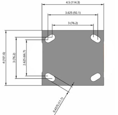 Castor Floor Lock Top Plate Dimensions