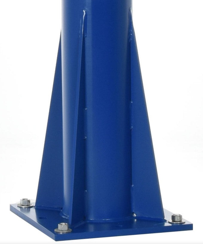 Floor mounted Vestil jib crane with 360° rotation, industrial steel construction, designed for lifting and material handling.