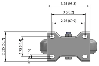 Light duty TPU polyurethane caster with top plate from TACT Industrial, quiet, non-marking, supports 270-350 lbs.