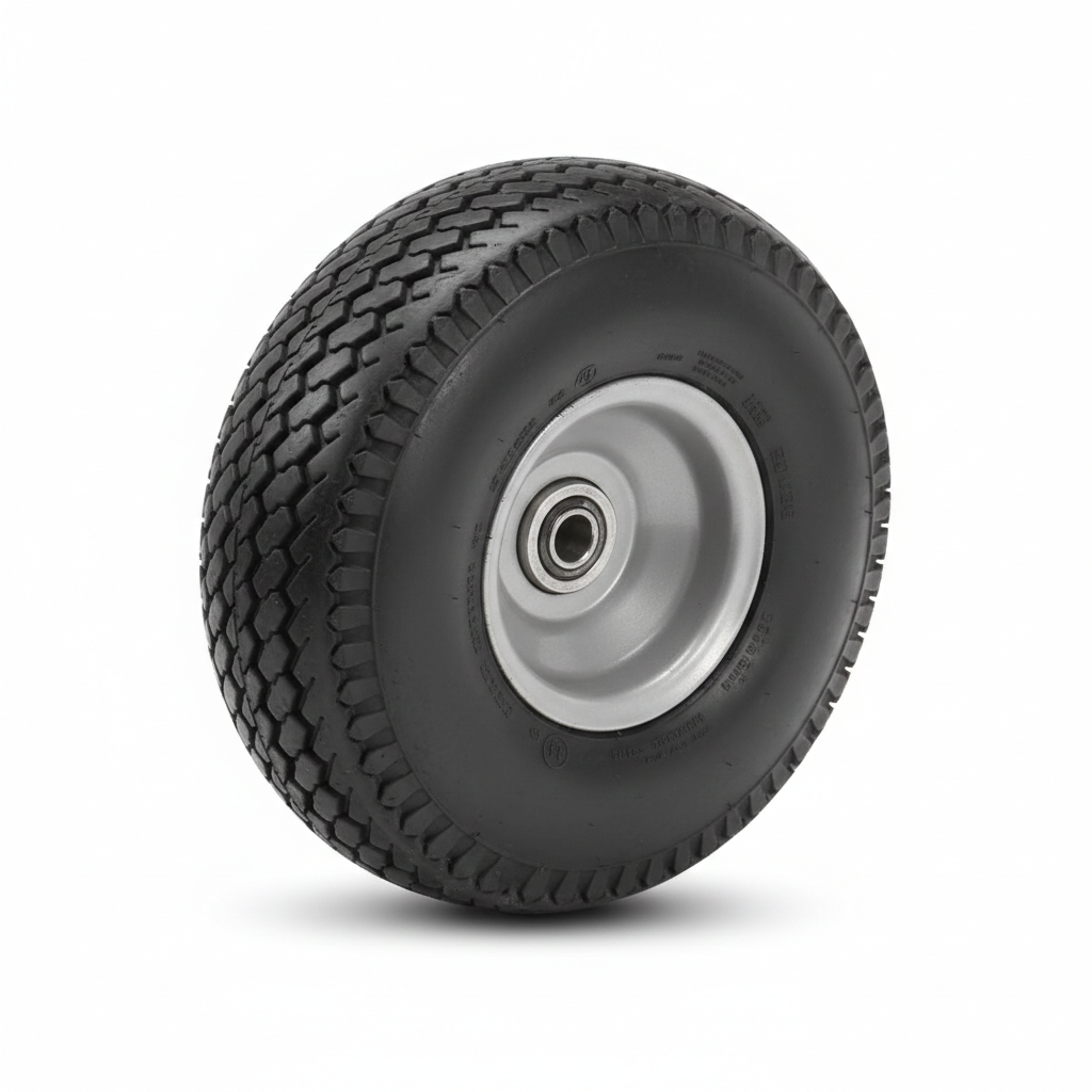 Puncture-proof foam-filled replacement wheel for hand trucks and industrial carts, featuring precision bearings and a cushioned ride.