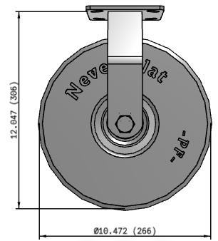 10-inch TACT Industrial Never Flat foam-filled rigid caster with durable construction and smooth rolling wheels.