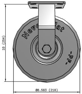 12-inch TACT Industrial Never Flat foam-filled caster with rigid design and durable construction for heavy-duty applications.