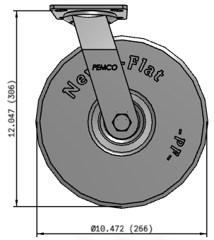 12-inch swivel caster with foam-filled tires from TACT Industrial Products, designed for smooth, durable mobility.