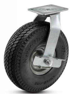 Swivel caster wheel with foam-filled tire and brake from TACT Industrial Products, designed for smooth, quiet movement.