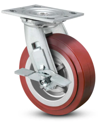 POLYURETHANE SWIVEL CASTOR WITH SIDE LOCK BRAKE 