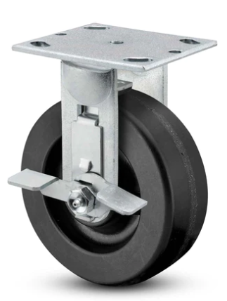 RIGID CASTER with PHENOLIC WHEEL AND SIDE LOCKING BRAKE