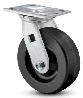 Swivel caster with a phenolic wheel, designed for medium-duty industrial use, supporting up to 1250 pounds.