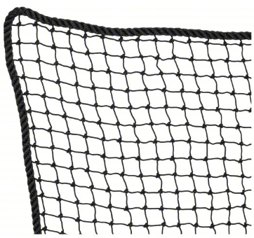 Safety netting from TACT Industrial Products for safety guarding, shown hanging and secured for fall protection and safety purposes.