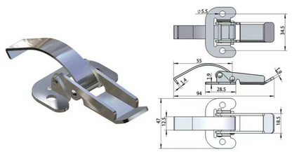 Draw latch toggle catch from TACT Industrial Products, showing a strikeless draw latch with a sturdy metal toggle mechanism.