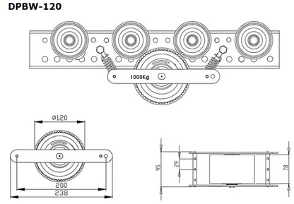 Tact Industrial pallet brake roller with speed control, showing the roller mechanism and adjustable braking features.