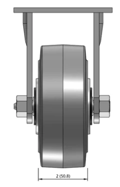 Medium duty TPR caster with soft rubber non-marking wheels for industrial carts by TACT Industrial Products.
