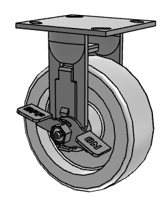 Stainless steel white nylon caster with 900lb capacity, TACT Industrial Products food-grade washdown caster for heavy-duty applications