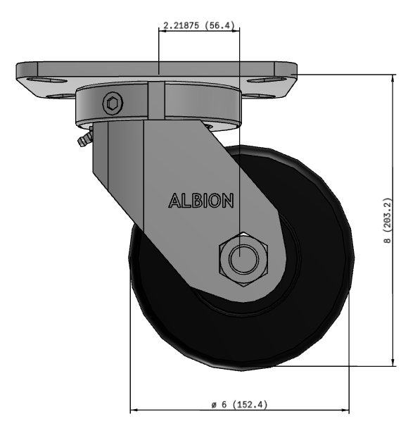 Kingpinless Casters with Poly on Iron Wheel - Capacity up to 2,500lbs