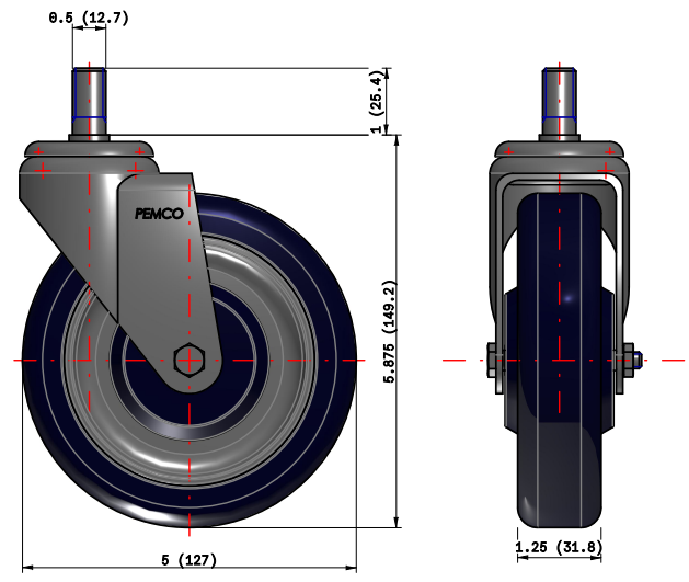 SHOPPING CART STEM CASTERS - (250lbs Capacity/each)