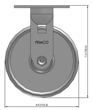 Industrial caster wheel with semi-steel and cast iron construction, 1250 lb capacity, ideal for heavy-duty industrial use.