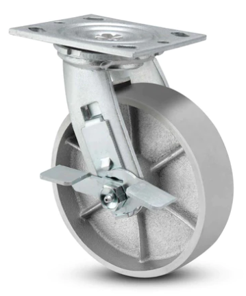Semi-steel cast iron caster wheels with industrial design and 1250 lb capacity, suitable for heavy-duty TACT Industrial Products.