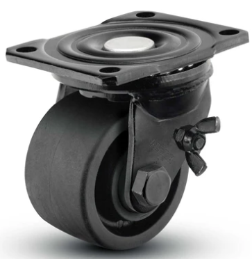 Low profile heavy-duty caster wheels by TACT Industrial Products with 1200 lb capacity for business machines.