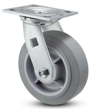 Medium duty TPR caster with soft rubber non-marking wheels and swivel design by TACT Industrial Products