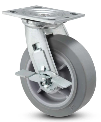 Thermo-Rubber Wheel Swivel Castor with Side Locking Brake 