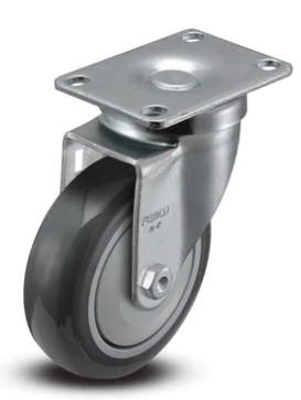 Light-duty TACT Industrial polyurethane swivel caster with quiet, non-marking wheels, supports 270-350 lbs for ergonomic mobility.