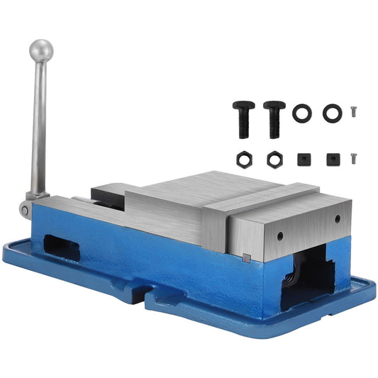 VYSN 6-inch ACCU Lock Down Vise with precision milling jaws for drilling and clamping on a milling machine or drill press.