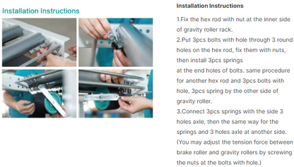 Illustration showing mounting instructions for TACT Industrial pallet brake roller with speed control.